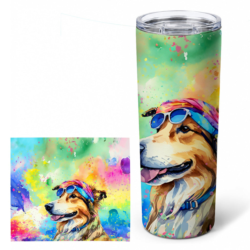 Collie Hippie Dawg Stainless Steel Skinny Tumbler 20 oz Vacuum Double Walled Reusable Insulated Travel Cup