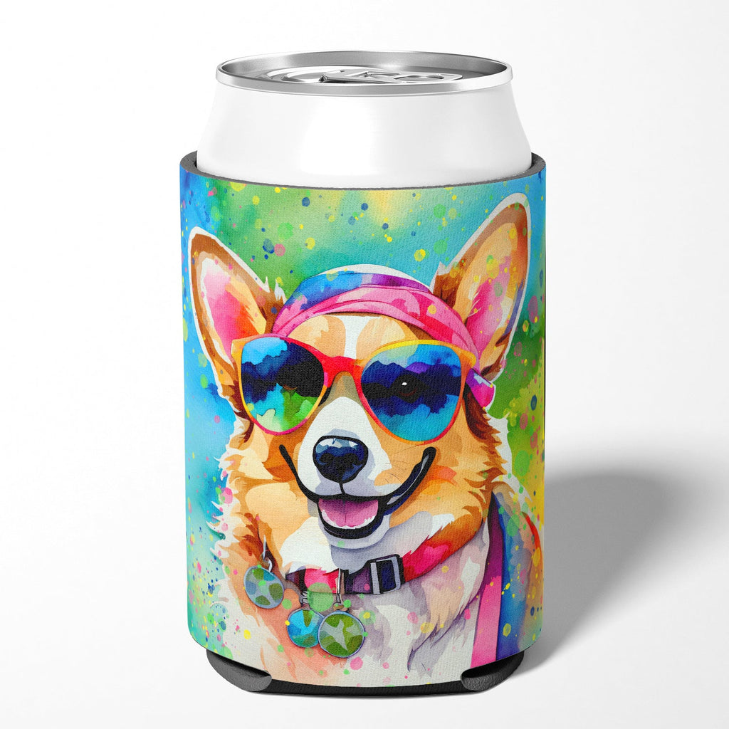 Corgi Hippie Dawg Can or Bottle Hugger Cooler Sleeve for Standard 12 oz Cans, Insulated Foam Beer & Soda Can Hugger Reusable