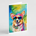 Corgi Hippie Dawg Greeting Cards Pack of 8 Blank Cards with Envelopes Whimsical A7 Size 5x7