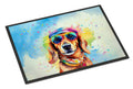 Dachshund Hippie Dawg Doormat Indoor Outdoor 18H X 27W Front Door Mat Rugs for Entryway, Non Slip Washable