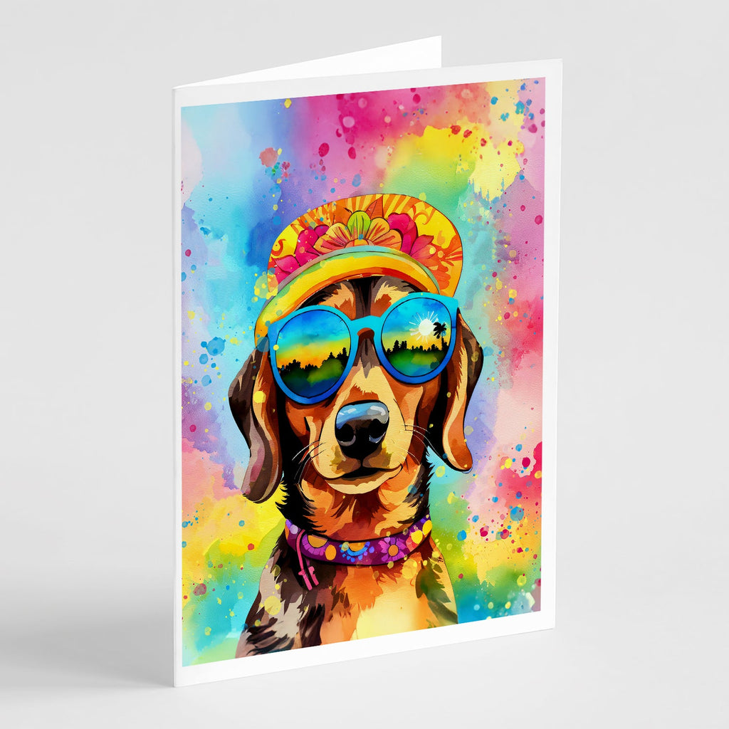 Dachshund Hippie Dawg Greeting Cards Pack of 8 Blank Cards with Envelopes Whimsical A7 Size 5x7