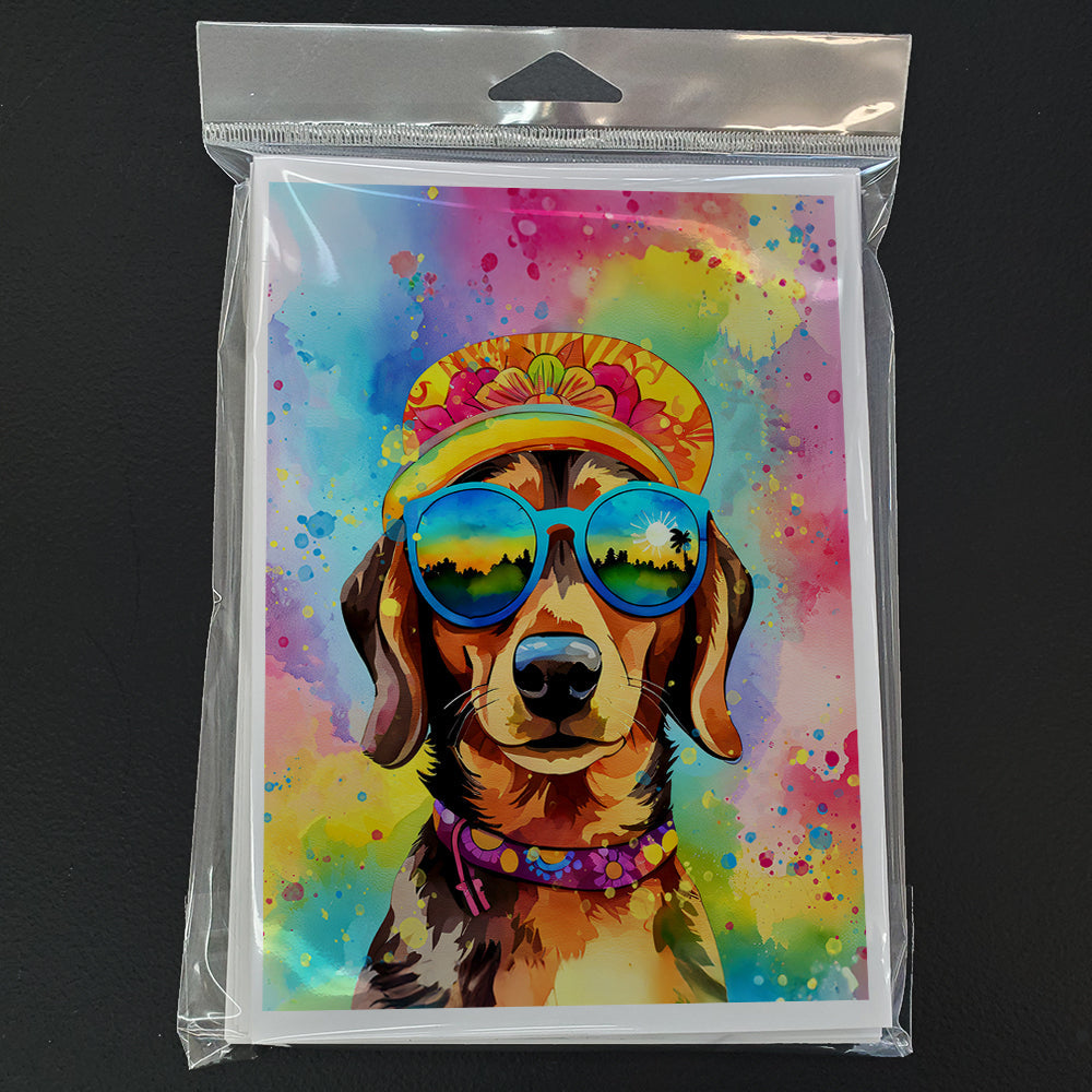 Dachshund Hippie Dawg Greeting Cards Pack of 8 Blank Cards with Envelopes Whimsical A7 Size 5x7