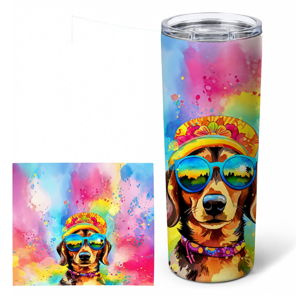 Dachshund Hippie Dawg Stainless Steel Skinny Tumbler 20 oz Vacuum Double Walled Reusable Insulated Travel Cup