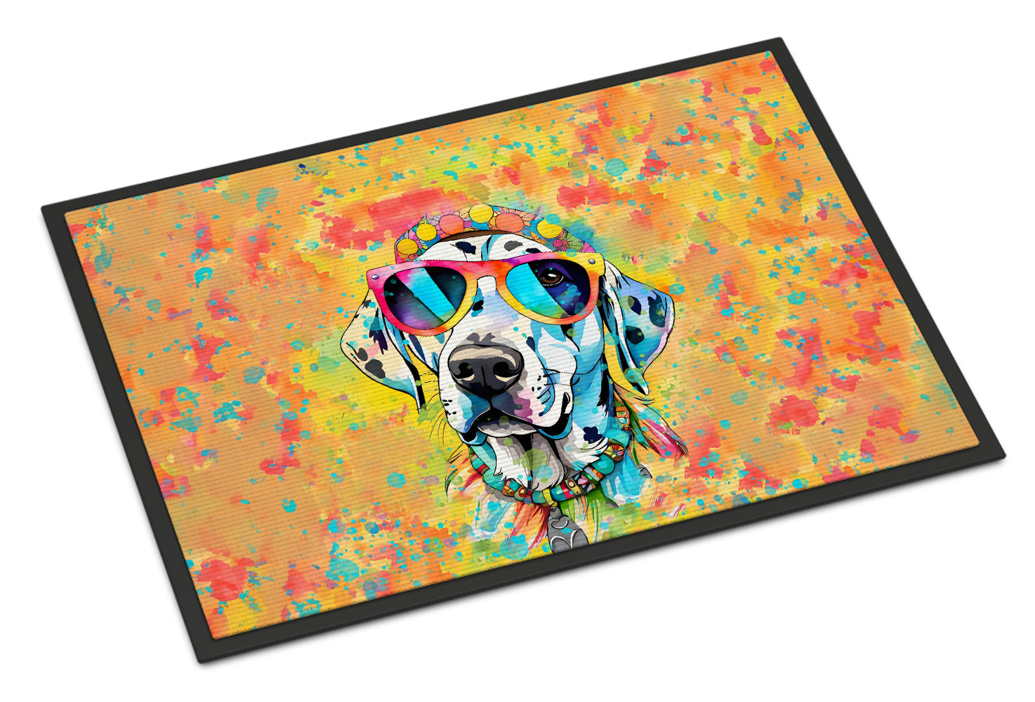 Dalmatian Hippie Dawg Doormat Indoor Outdoor 18H X 27W Front Door Mat Rugs for Entryway, Non Slip Washable