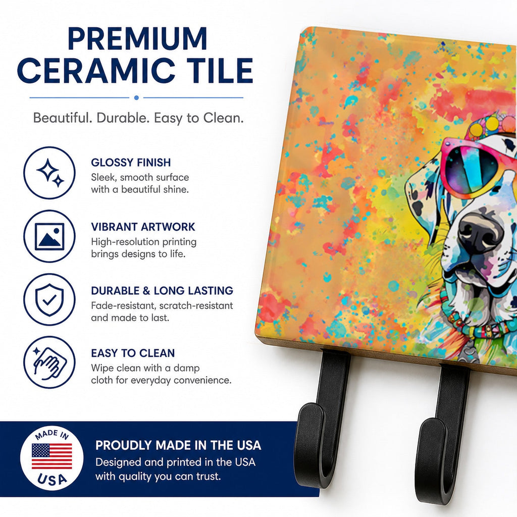 Dalmatian Hippie Dawg Leash or Key Holder Wall Hooks, Coat Rack Wall Mount, for Hanging Keys, Towels, Aprons, Leashes