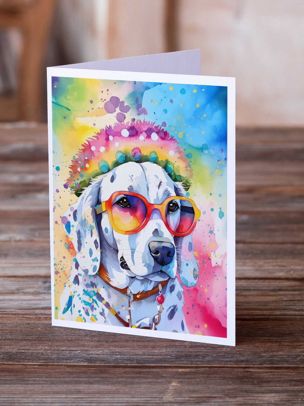 Dalmatian Hippie Dawg Greeting Cards Pack of 8 Blank Cards with Envelopes Whimsical A7 Size 5x7