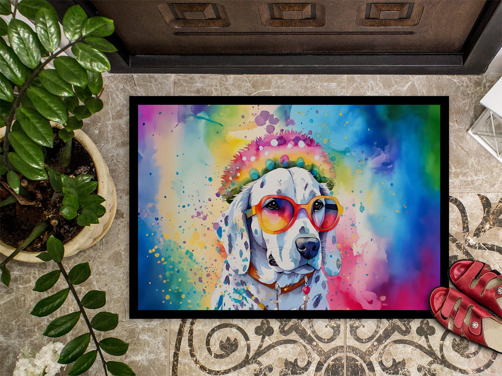 Dalmatian Hippie Dawg Doormat Indoor Outdoor 24H X 36W Front Door Mat Rugs for Entryway, Non Slip Washable Low Pile,