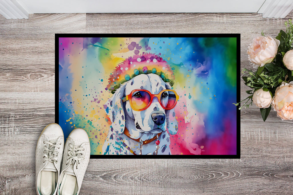 Dalmatian Hippie Dawg Doormat Indoor Outdoor 18H X 27W Front Door Mat Rugs for Entryway, Non Slip Washable