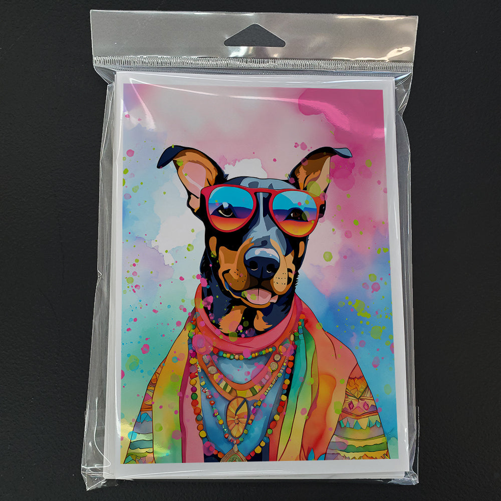 Doberman Pinscher Hippie Dawg Greeting Cards Pack of 8 Blank Cards with Envelopes Whimsical A7 Size 5x7