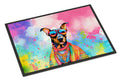 Doberman Pinscher Hippie Dawg Doormat Indoor Outdoor 18H X 27W Front Door Mat Rugs for Entryway, Non Slip Washable