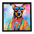 Doberman Pinscher Hippie Dawg Framed Metal Print Bathroom, Kitchen, Office, Home Decor Wall Art Ready to Hang, Square, 8X8