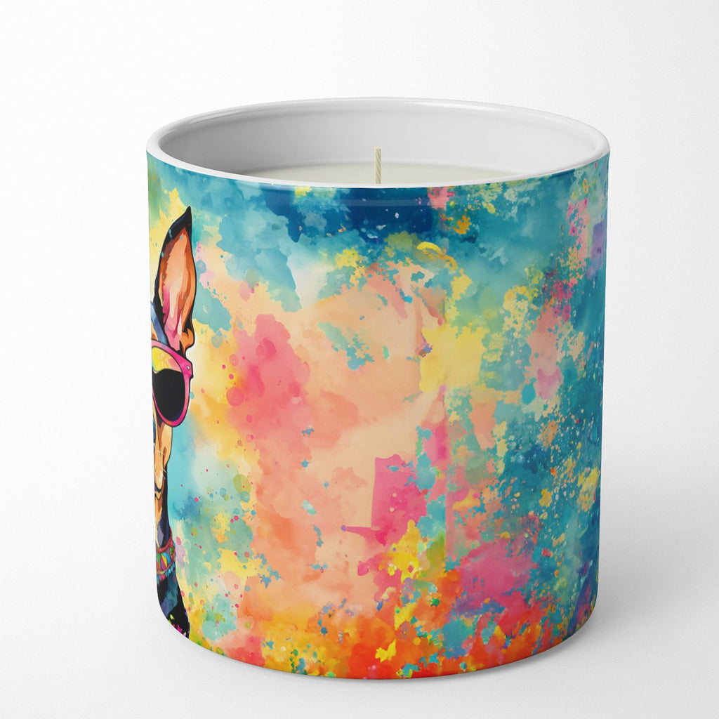 Doberman Pinscher Hippie Dawg Decorative Soy Candle Nature Soy Wax Essential Oil Home Decor Ideal for Bedroom Kitchen Bath Office Gift, 10 oz