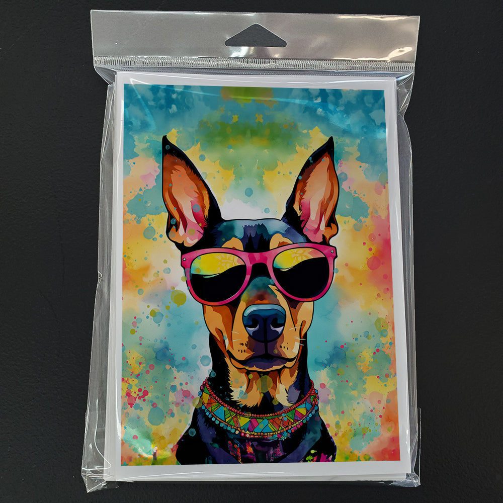 Doberman Pinscher Hippie Dawg Greeting Cards Pack of 8 Blank Cards with Envelopes Whimsical A7 Size 5x7