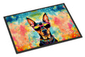 Doberman Pinscher Hippie Dawg Doormat Indoor Outdoor 24H X 36W Front Door Mat Rugs for Entryway, Non Slip Washable Low Pile,