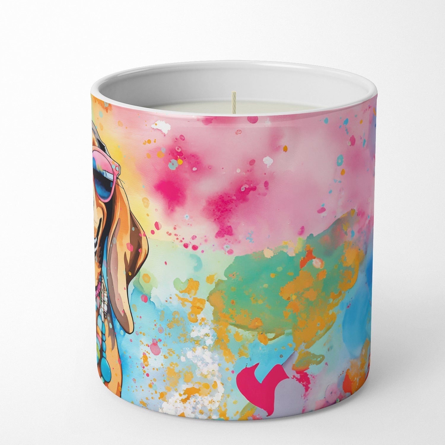 Doberman Pinscher Hippie Dawg Decorative Soy Candle Nature Soy Wax Essential Oil Home Decor Ideal for Bedroom Kitchen Bath Office Gift, 10 oz