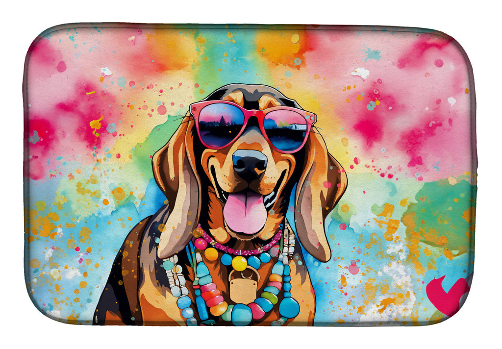 Doberman Pinscher Hippie Dawg Dish Drying Mat Absorbent Dish Drying Mat Pad for Kitchen Counter Dish Drainer Mat for Countertop, 14 x 21", Multicolor