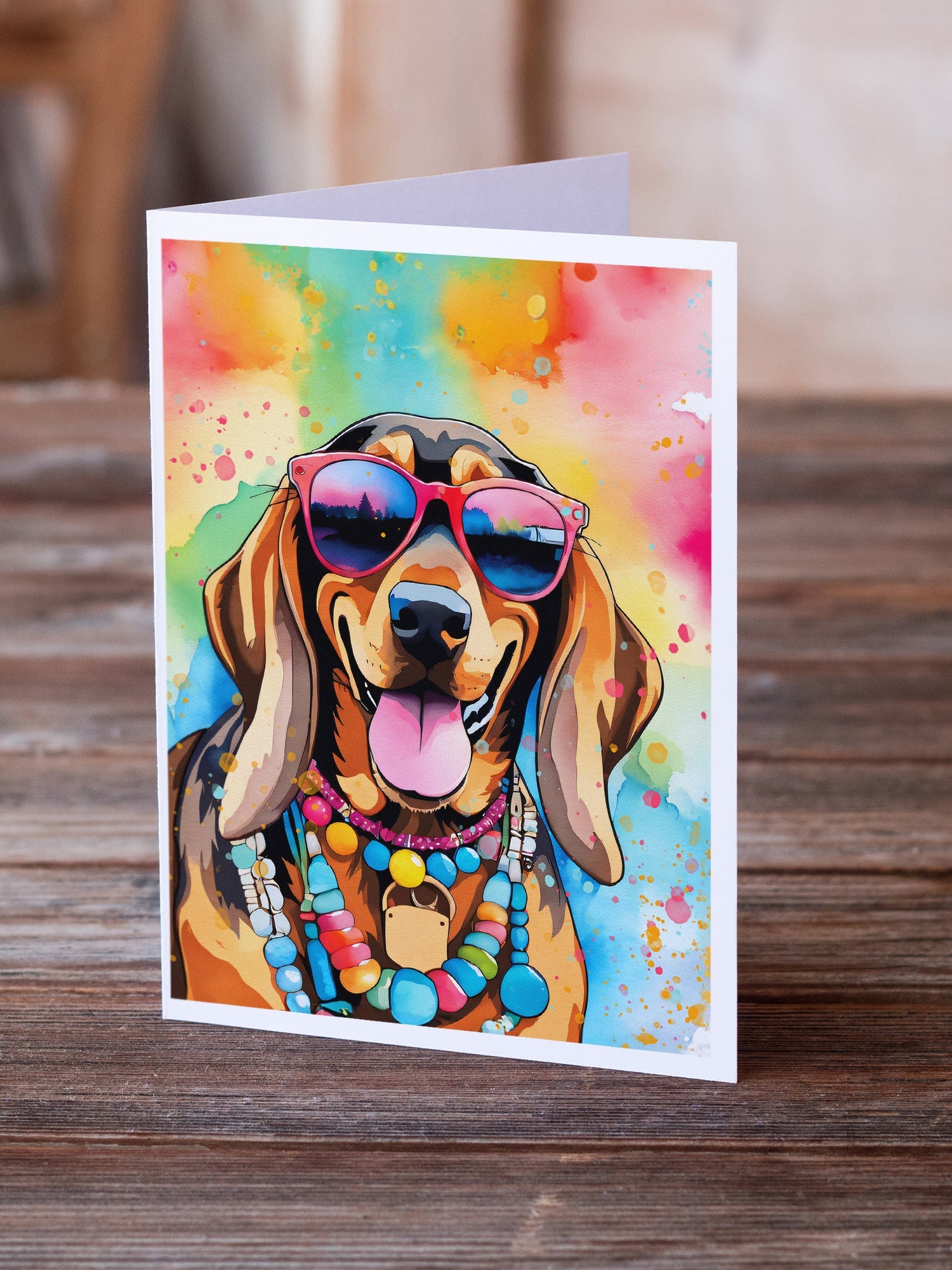 Doberman Pinscher Hippie Dawg Greeting Cards Pack of 8 Blank Cards with Envelopes Whimsical A7 Size 5x7