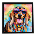 Doberman Pinscher Hippie Dawg Framed Metal Print Bathroom, Kitchen, Office, Home Decor Wall Art Ready to Hang, Square, 8X8
