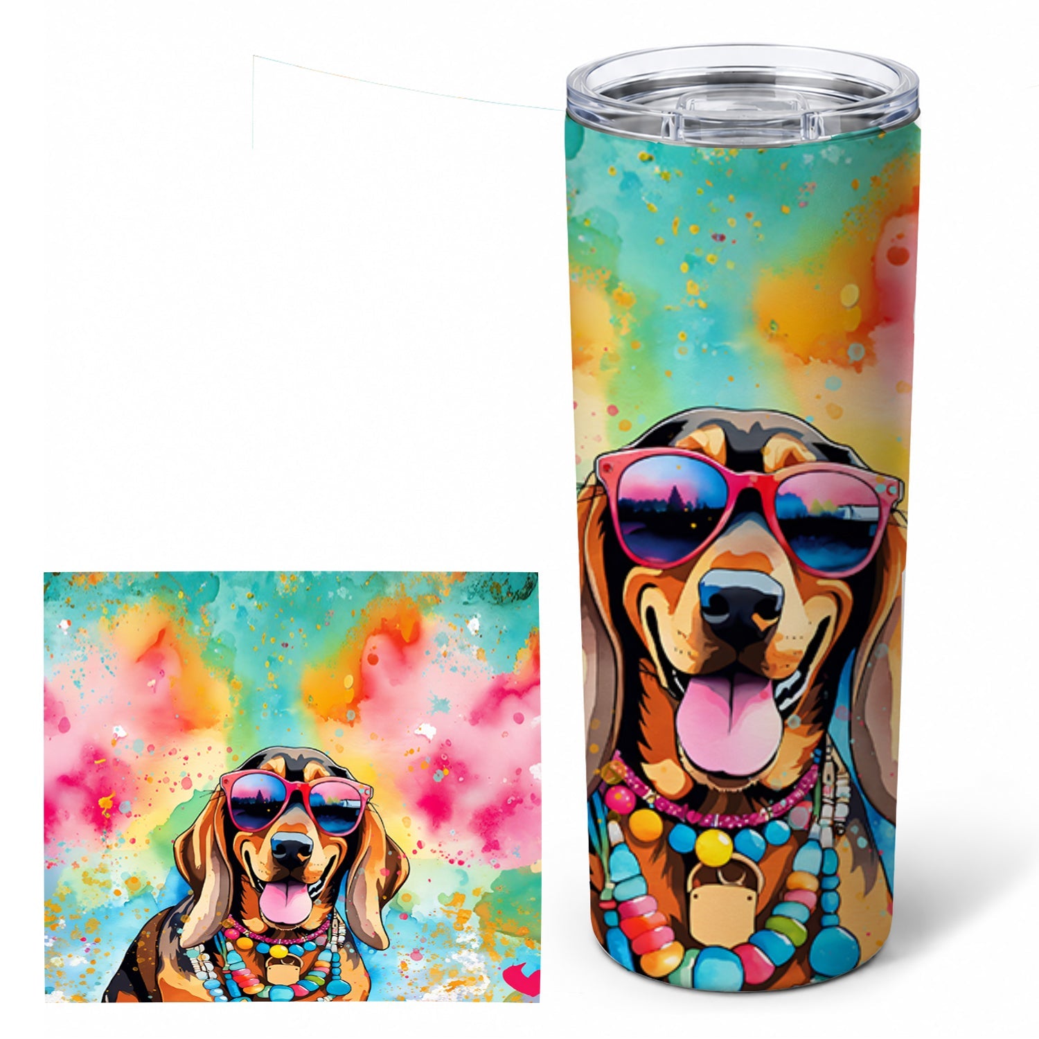 Doberman Pinscher Hippie Dawg Stainless Steel Skinny Tumbler 20 oz Vacuum Double Walled Reusable Insulated Travel Cup