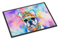 French Bulldog Hippie Dawg Doormat Indoor Outdoor 24H X 36W Front Door Mat Rugs for Entryway, Non Slip Washable Low Pile,