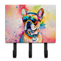 French Bulldog Hippie Dawg Leash or Key Holder Wall Hooks, Coat Rack Wall Mount, for Hanging Keys, Towels, Aprons, Leashes