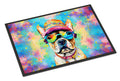French Bulldog Hippie Dawg Doormat Indoor Outdoor 24H X 36W Front Door Mat Rugs for Entryway, Non Slip Washable Low Pile,
