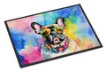French Bulldog Hippie Dawg Doormat Indoor Outdoor 24H X 36W Front Door Mat Rugs for Entryway, Non Slip Washable Low Pile,