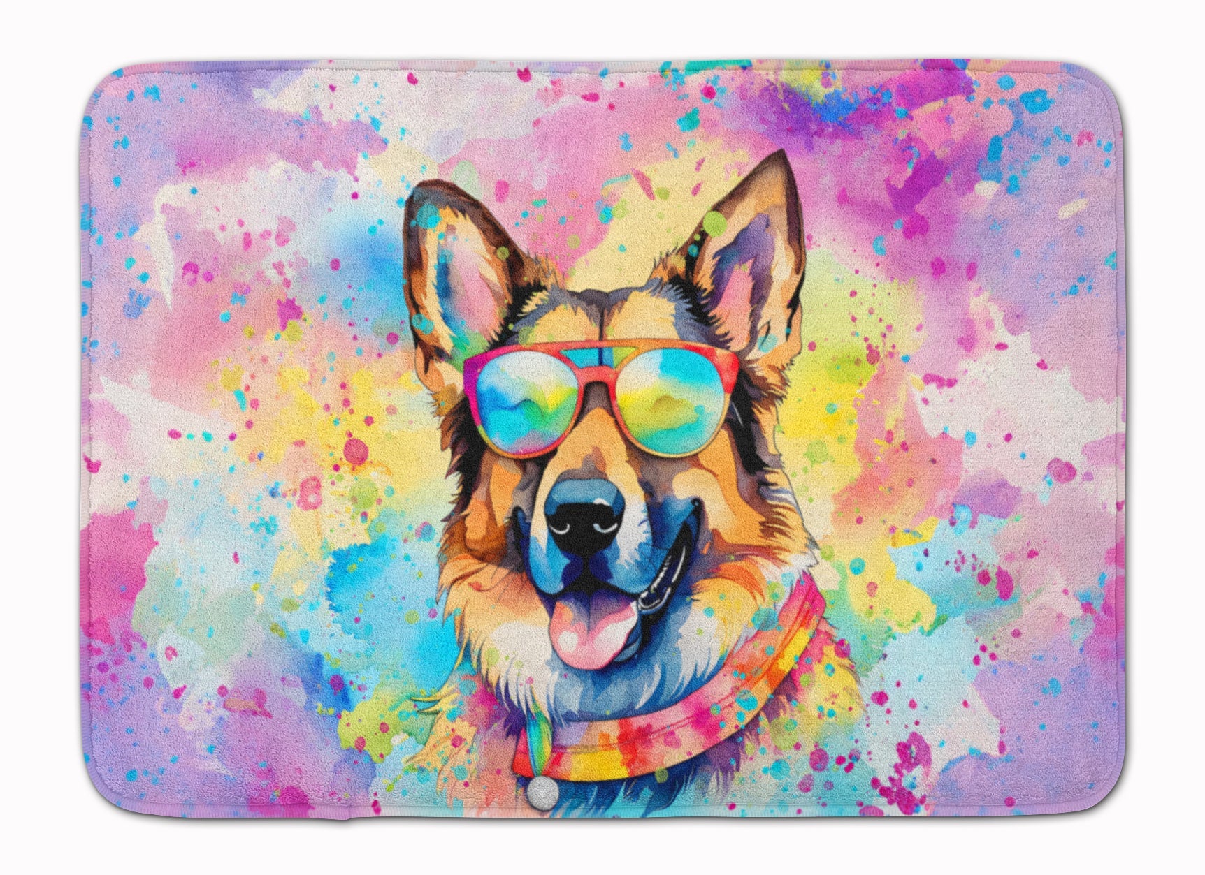 German Shepherd Hippie Dawg Memory Foam Kitchen Mat Machine Washable Anti-Fatigue Cushion Comfort Bath or Kitchen Rug