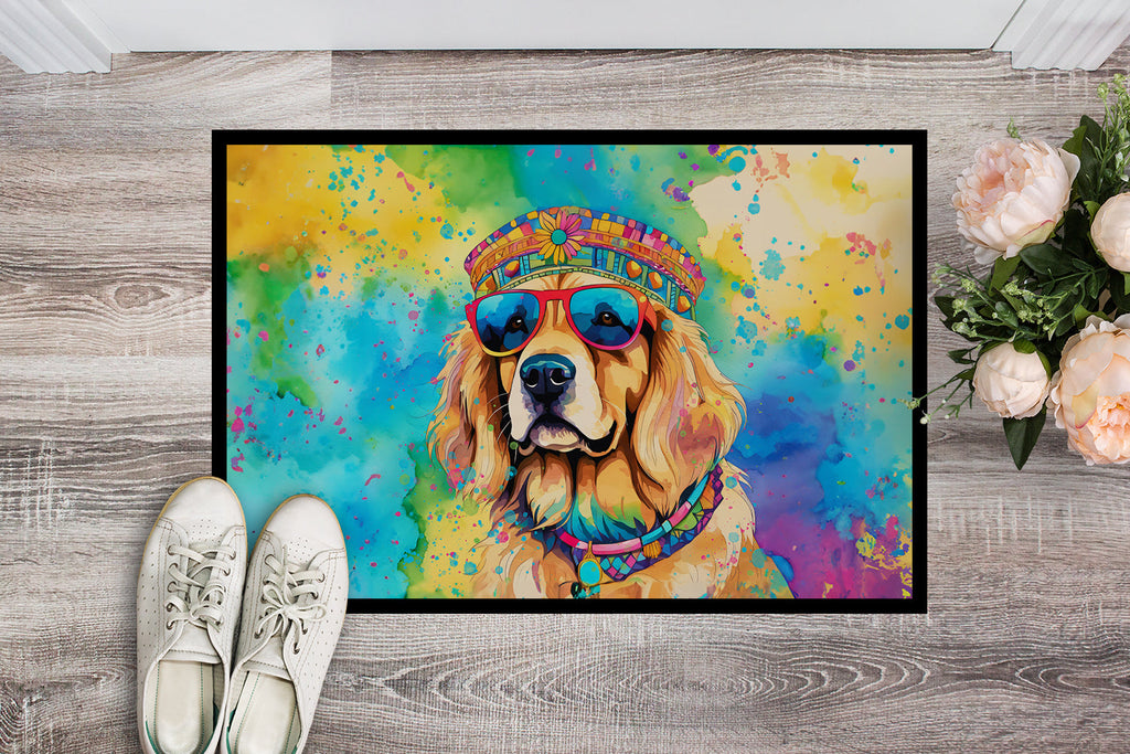 Golden Retriever Hippie Dawg Doormat Indoor Outdoor 24H X 36W Front Door Mat Rugs for Entryway, Non Slip Washable Low Pile,