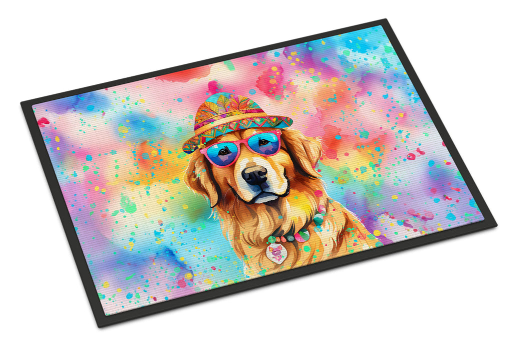 Golden Retriever Hippie Dawg Doormat Indoor Outdoor 24H X 36W Front Door Mat Rugs for Entryway, Non Slip Washable Low Pile,