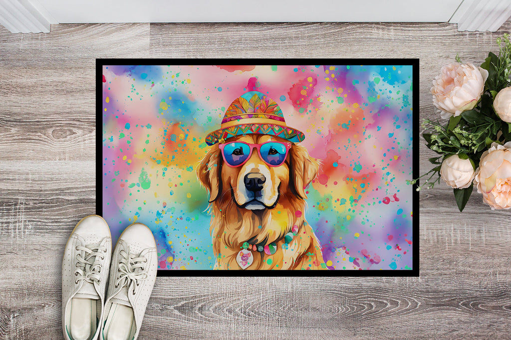 Golden Retriever Hippie Dawg Doormat Indoor Outdoor 24H X 36W Front Door Mat Rugs for Entryway, Non Slip Washable Low Pile,