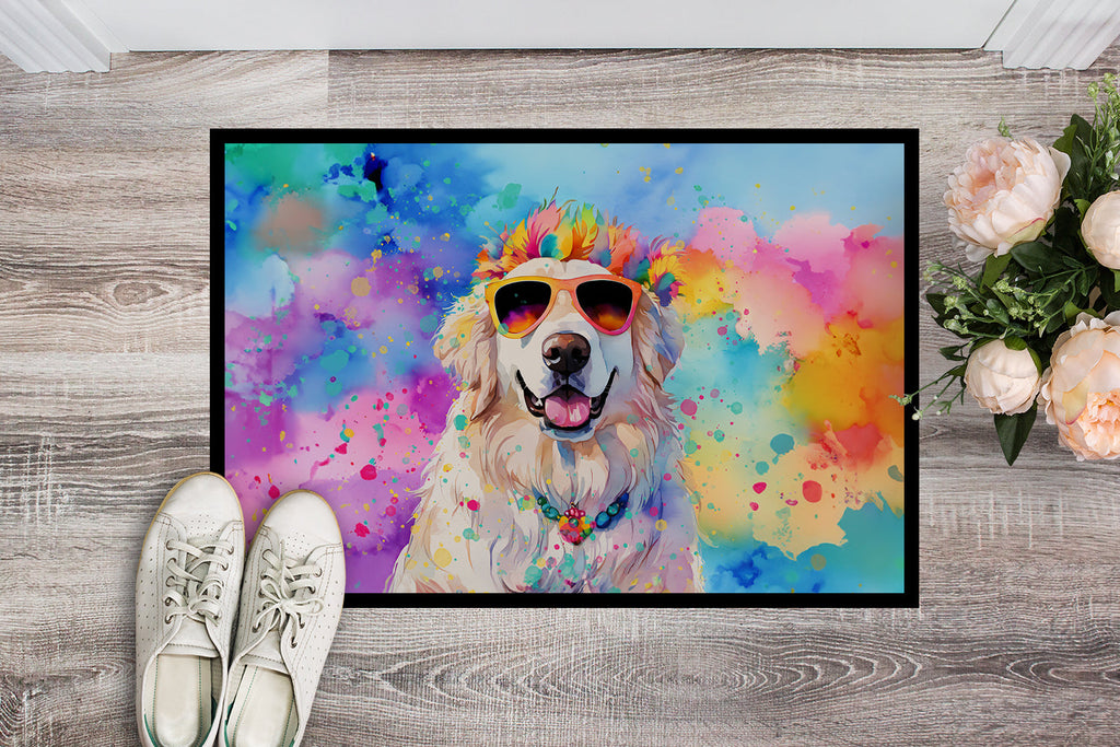 Great Pyrenees Hippie Dawg Doormat Indoor Outdoor 18H X 27W Front Door Mat Rugs for Entryway, Non Slip Washable