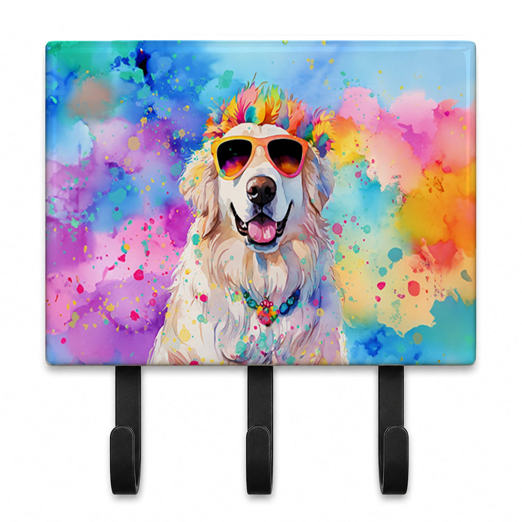Great Pyrenees Hippie Dawg Leash or Key Holder Wall Hooks, Coat Rack Wall Mount, for Hanging Keys, Towels, Aprons, Leashes