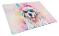 Great Pyrenees Hippie Dawg Cutting Board Tempered Glass Kitchen Cutting Surface, Heat Resistant Chopping, Non-Slip Feet, Food Prep & Serving