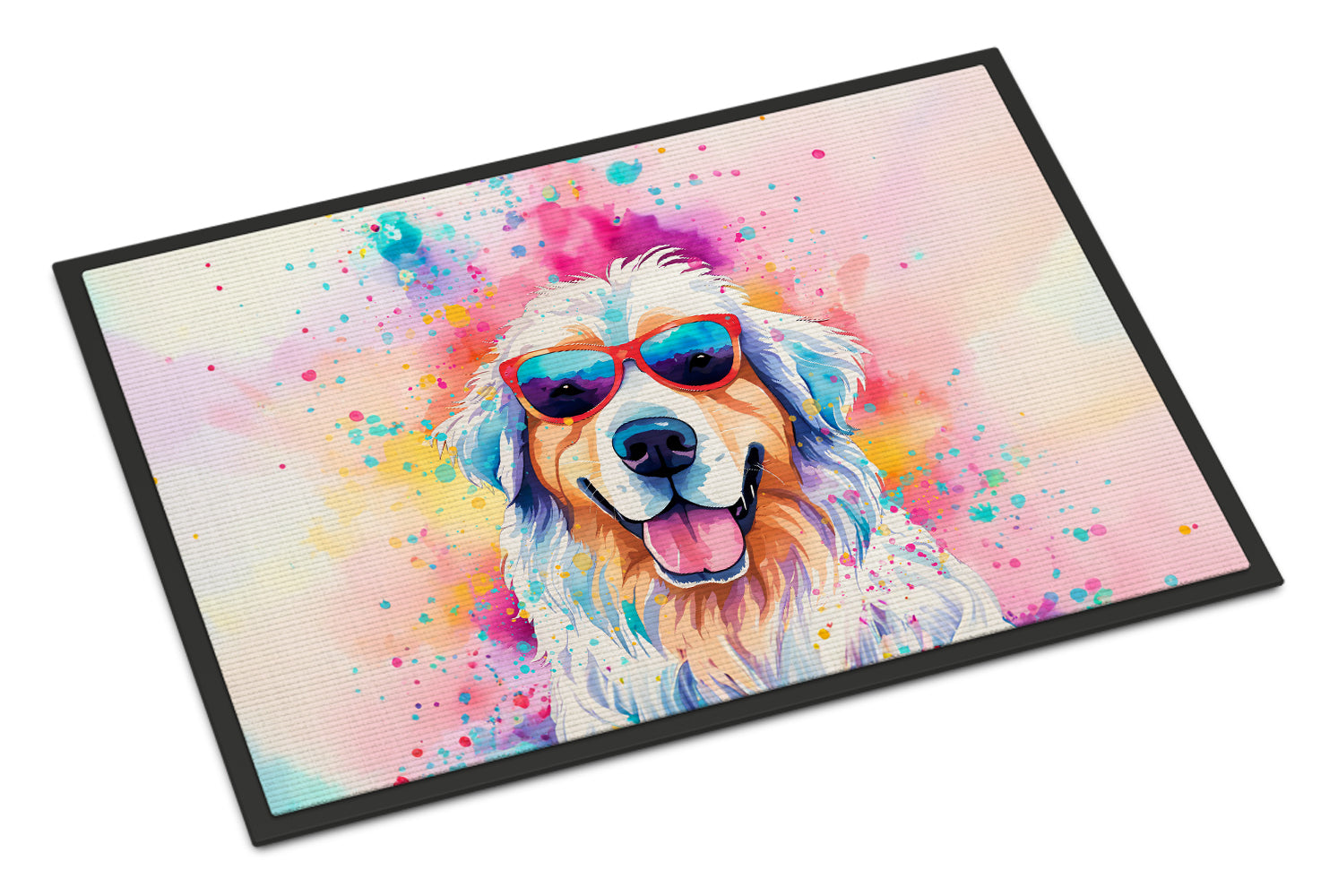 Great Pyrenees Hippie Dawg Doormat Indoor Outdoor 18H X 27W Front Door Mat Rugs for Entryway, Non Slip Washable