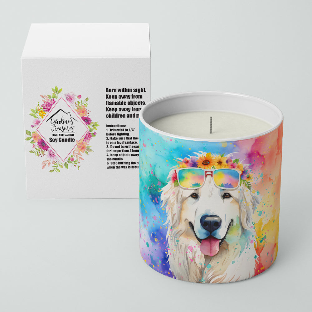 Great Pyrenees Hippie Dawg Decorative Soy Candle Nature Soy Wax Essential Oil Home Decor Ideal for Bedroom Kitchen Bath Office Gift, 10 oz