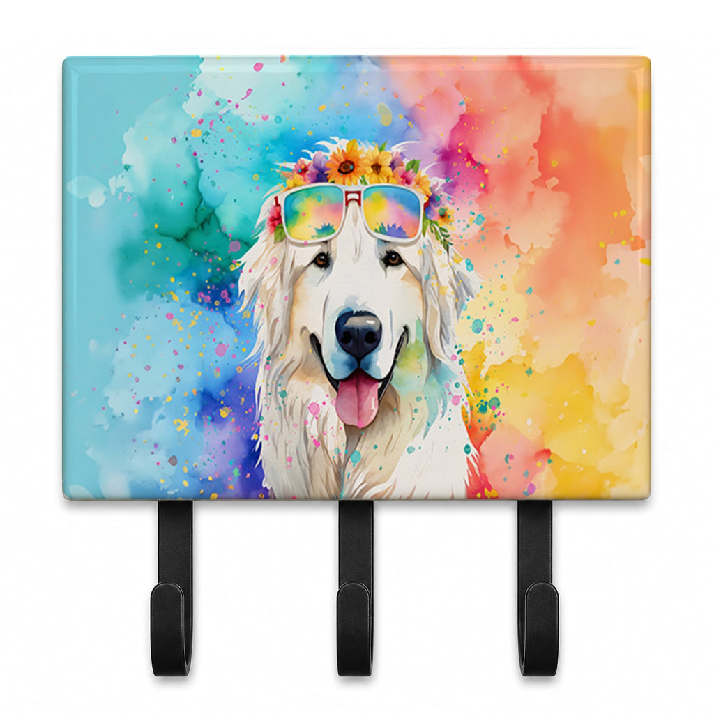 Great Pyrenees Hippie Dawg Leash or Key Holder Wall Hooks, Coat Rack Wall Mount, for Hanging Keys, Towels, Aprons, Leashes