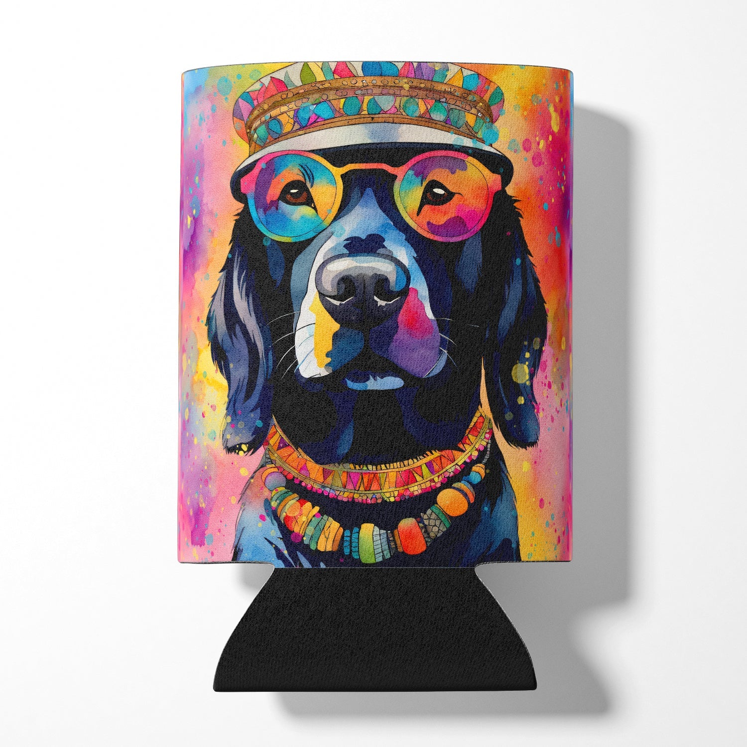 Black Labrador Hippie Dawg Can or Bottle Hugger Cooler Sleeve for Standard 12 oz Cans, Insulated Foam Beer & Soda Can Hugger Reusable