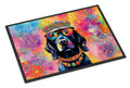 Black Labrador Hippie Dawg Doormat Indoor Outdoor 18H X 27W Front Door Mat Rugs for Entryway, Non Slip Washable