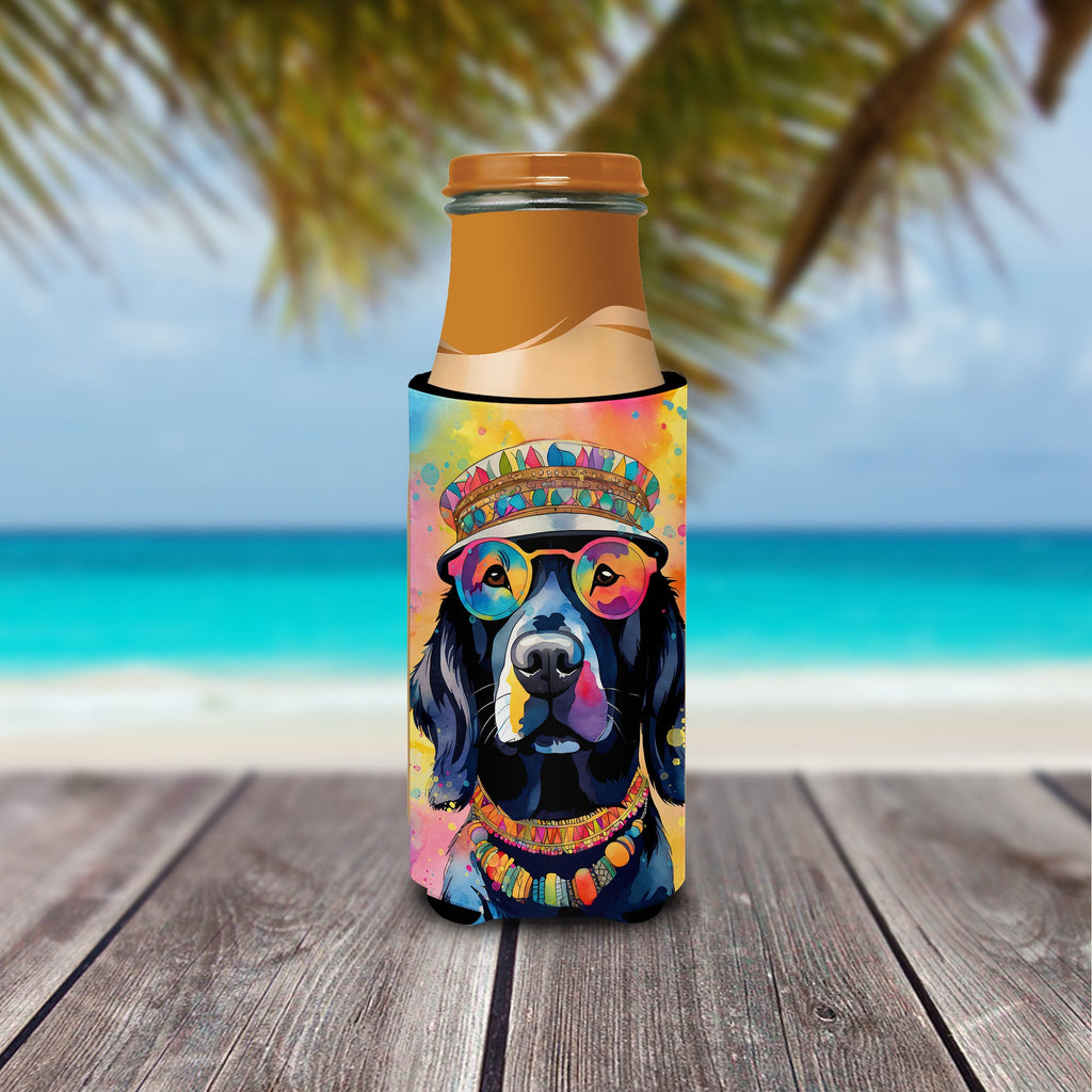 Black Labrador Hippie Dawg Slim Can Hugger , Insulated Foam Hugger for 12 oz Slim Cans, Beer Bottles & Water Bottles, Printed in USA