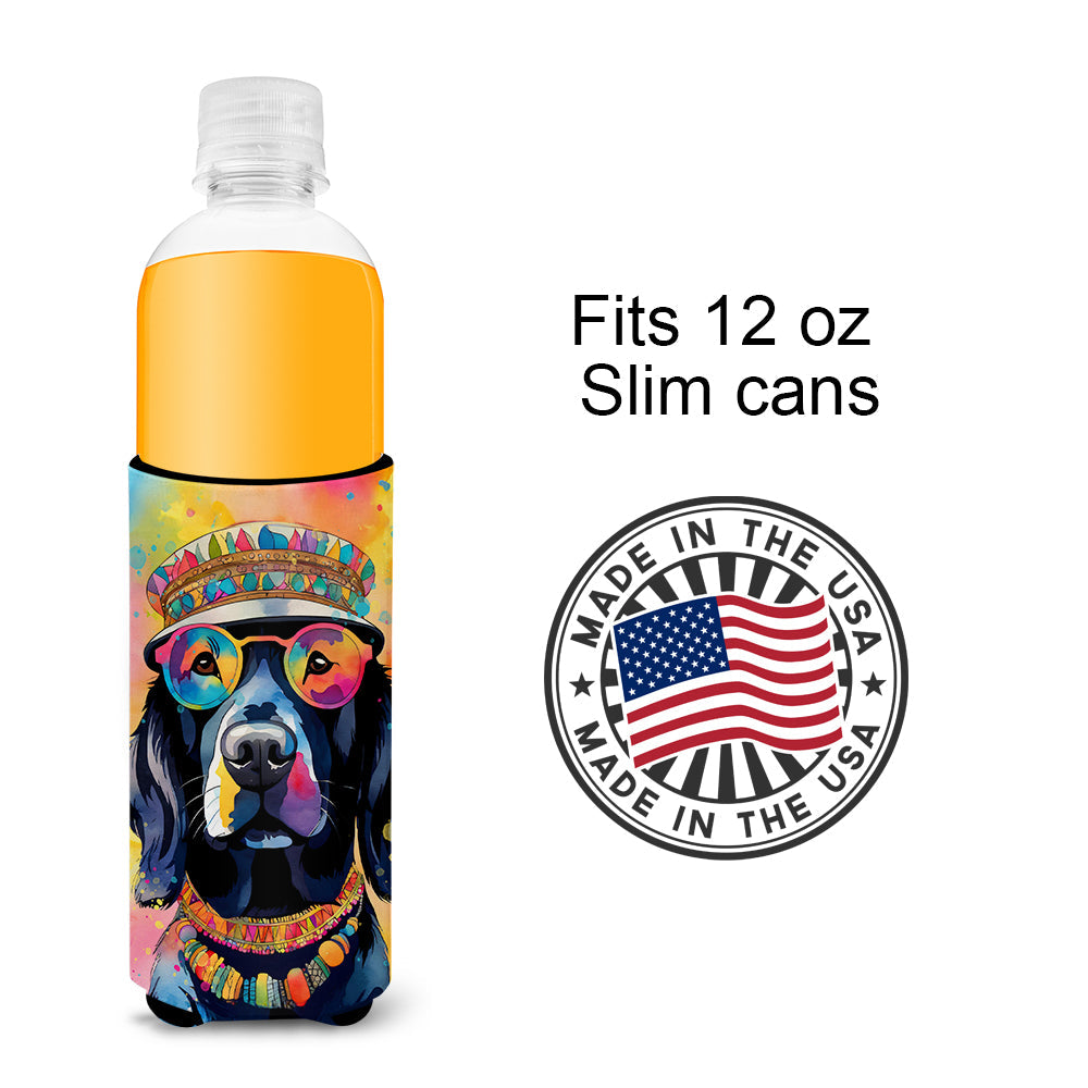 Black Labrador Hippie Dawg Slim Can Hugger , Insulated Foam Hugger for 12 oz Slim Cans, Beer Bottles & Water Bottles, Printed in USA