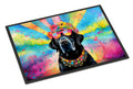 Black Labrador Hippie Dawg Doormat Indoor Outdoor 18H X 27W Front Door Mat Rugs for Entryway, Non Slip Washable