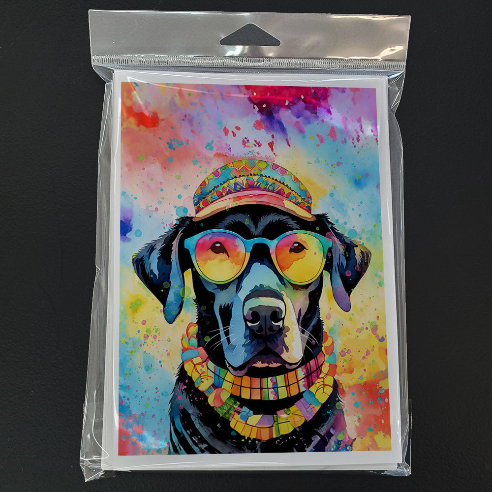 Black Labrador Hippie Dawg Greeting Cards Pack of 8 Blank Cards with Envelopes Whimsical A7 Size 5x7