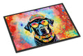 Black Labrador Hippie Dawg Doormat Indoor Outdoor 18H X 27W Front Door Mat Rugs for Entryway, Non Slip Washable