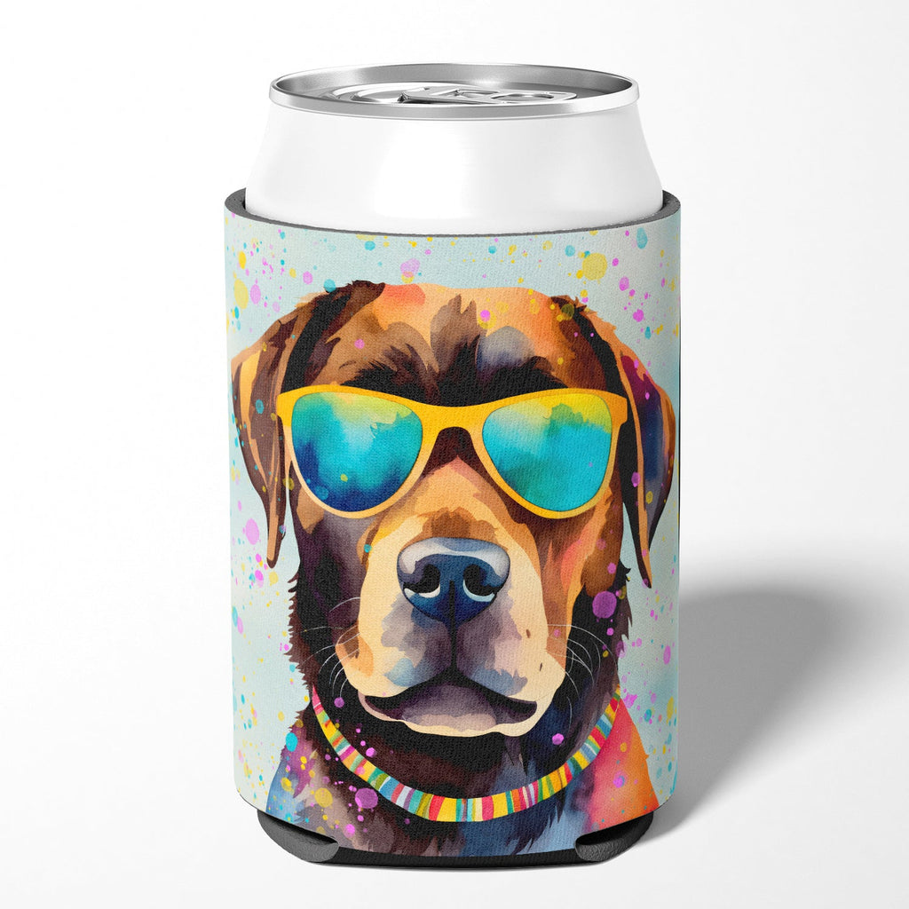 Chocolate Labrador Hippie Dawg Can or Bottle Hugger Cooler Sleeve for Standard 12 oz Cans, Insulated Foam Beer & Soda Can Hugger Reusable