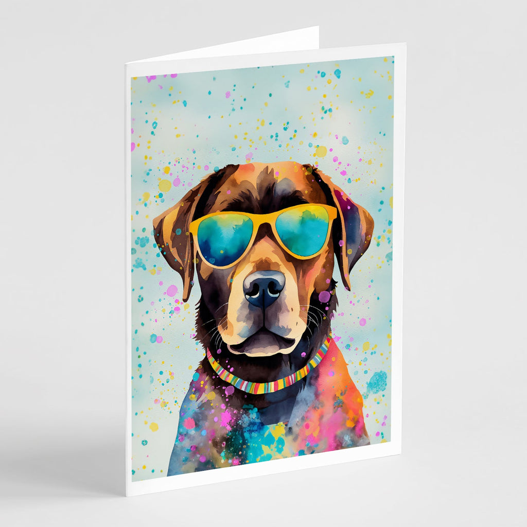 Chocolate Labrador Hippie Dawg Greeting Cards Pack of 8 Blank Cards with Envelopes Whimsical A7 Size 5x7