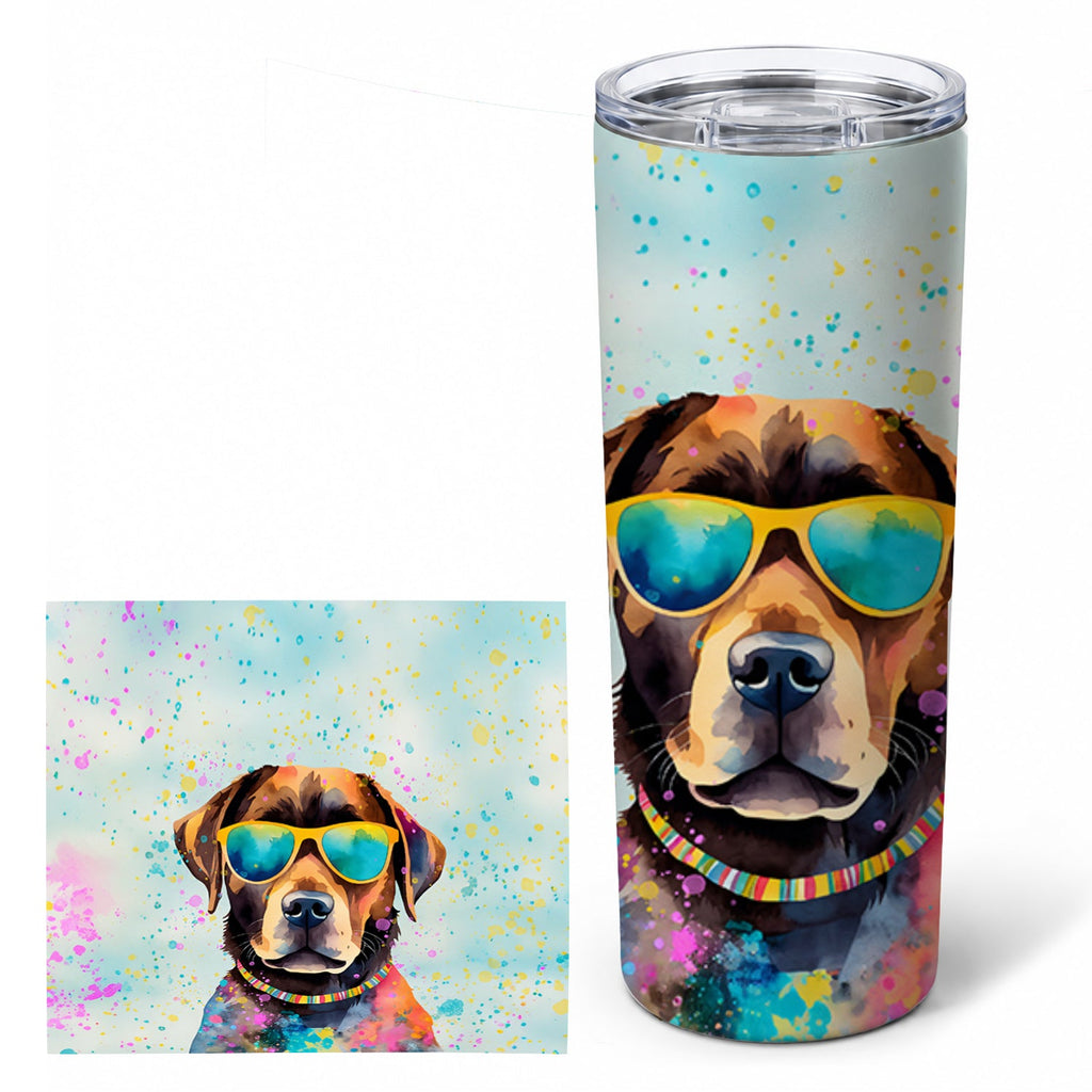 Chocolate Labrador Hippie Dawg Stainless Steel Skinny Tumbler 20 oz Vacuum Double Walled Reusable Insulated Travel Cup