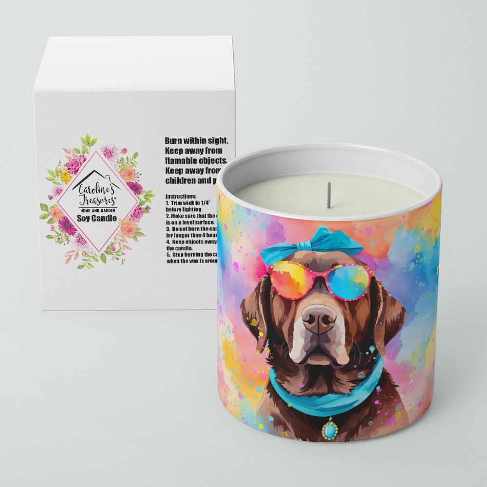 Chocolate Labrador Hippie Dawg Decorative Soy Candle Nature Soy Wax Essential Oil Home Decor Ideal for Bedroom Kitchen Bath Office Gift, 10 oz