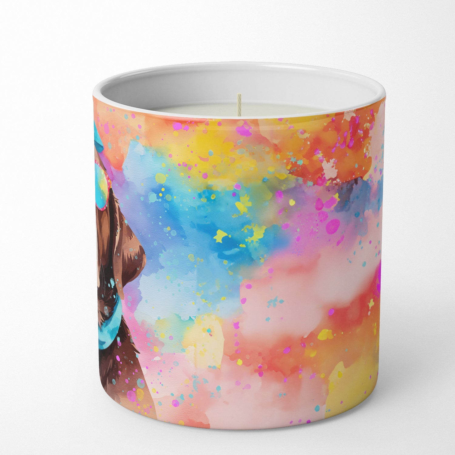Chocolate Labrador Hippie Dawg Decorative Soy Candle Nature Soy Wax Essential Oil Home Decor Ideal for Bedroom Kitchen Bath Office Gift, 10 oz