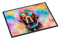 Chocolate Labrador Hippie Dawg Doormat Indoor Outdoor 24H X 36W Front Door Mat Rugs for Entryway, Non Slip Washable Low Pile,